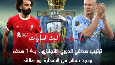 ترتيب هدافي الدوري الانجليزي.. محمد صلاح ينافس هالاند ويتساوى معه في عدد الأهداف